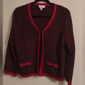 Kim Rogers Women's Red and Black Cardigan